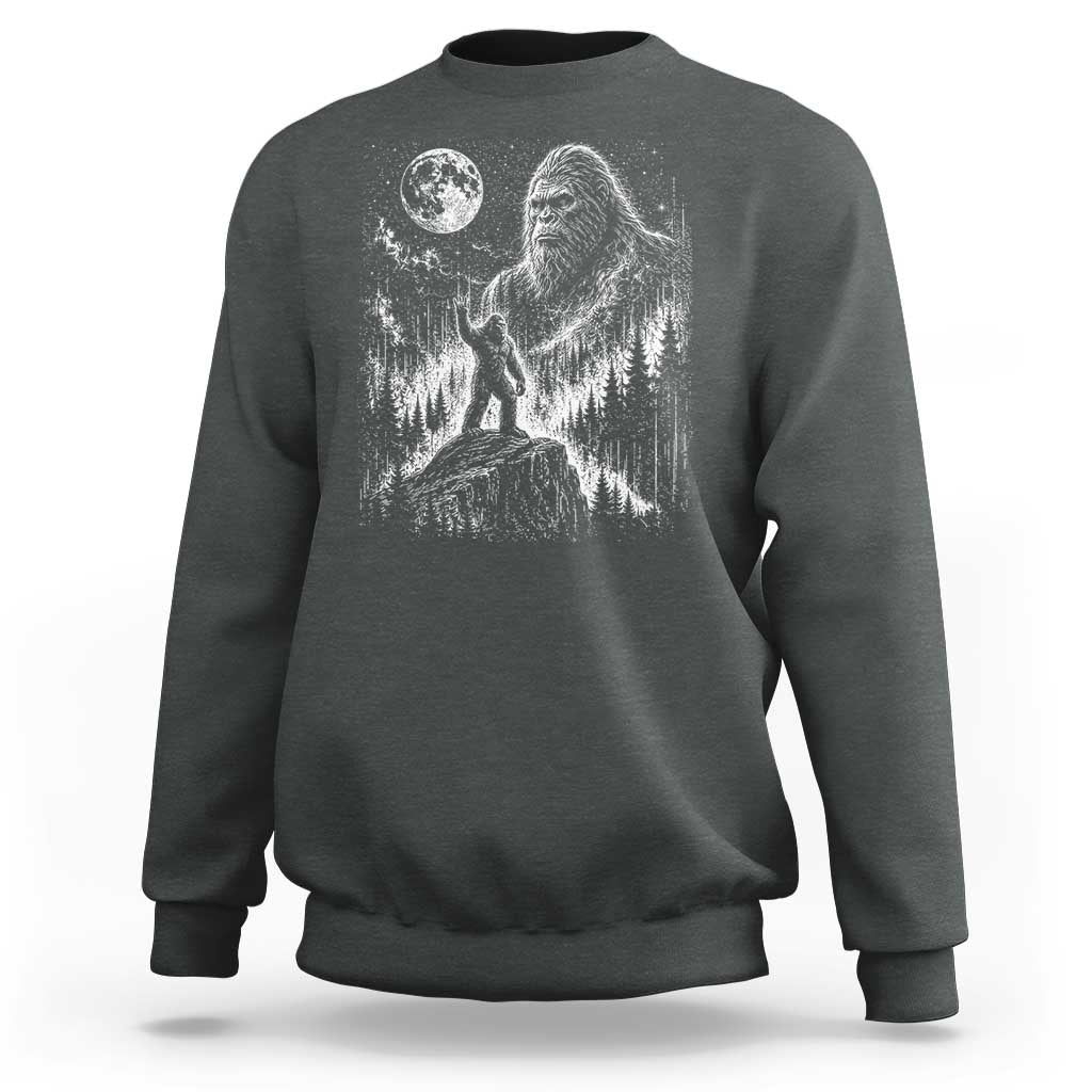 Bigfoot Howling at Moon Mystical Forest Sweatshirt Funny Sasquatch Nature Lover