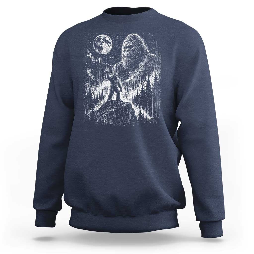 Bigfoot Howling at Moon Mystical Forest Sweatshirt Funny Sasquatch Nature Lover