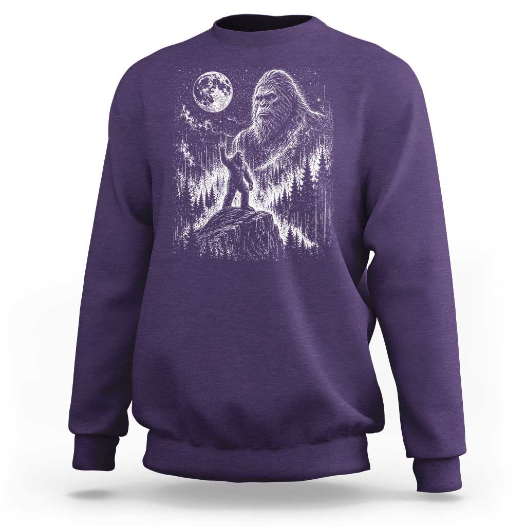 Bigfoot Howling at Moon Mystical Forest Sweatshirt Funny Sasquatch Nature Lover