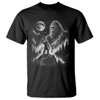 Bigfoot Howling at Moon Mystical Forest T Shirt Funny Sasquatch Nature Lover