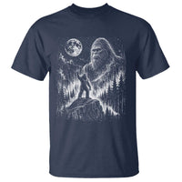 Bigfoot Howling at Moon Mystical Forest T Shirt Funny Sasquatch Nature Lover
