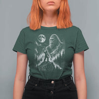 Bigfoot Howling at Moon Mystical Forest T Shirt For Women Funny Sasquatch Nature Lover