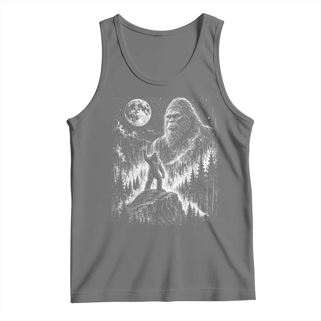 Bigfoot Howling at Moon Mystical Forest Tank Top Funny Sasquatch Nature Lover