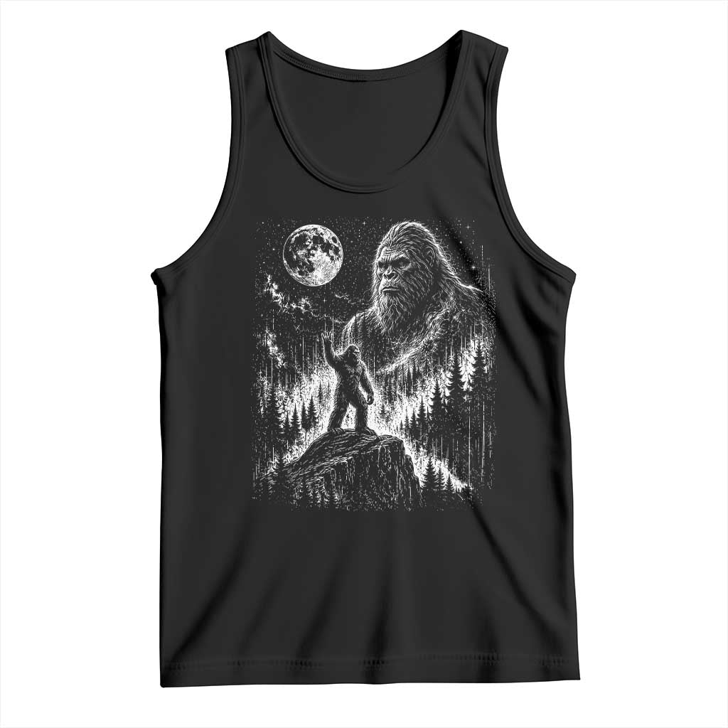Bigfoot Howling at Moon Mystical Forest Tank Top Funny Sasquatch Nature Lover