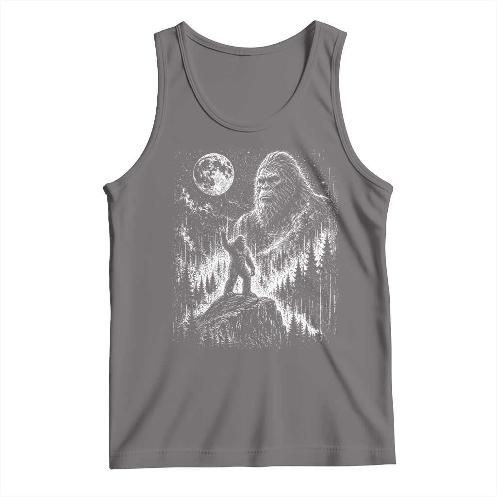 Bigfoot Howling at Moon Mystical Forest Tank Top Funny Sasquatch Nature Lover