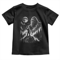 Bigfoot Howling at Moon Mystical Forest Toddler T Shirt Funny Sasquatch Nature Lover