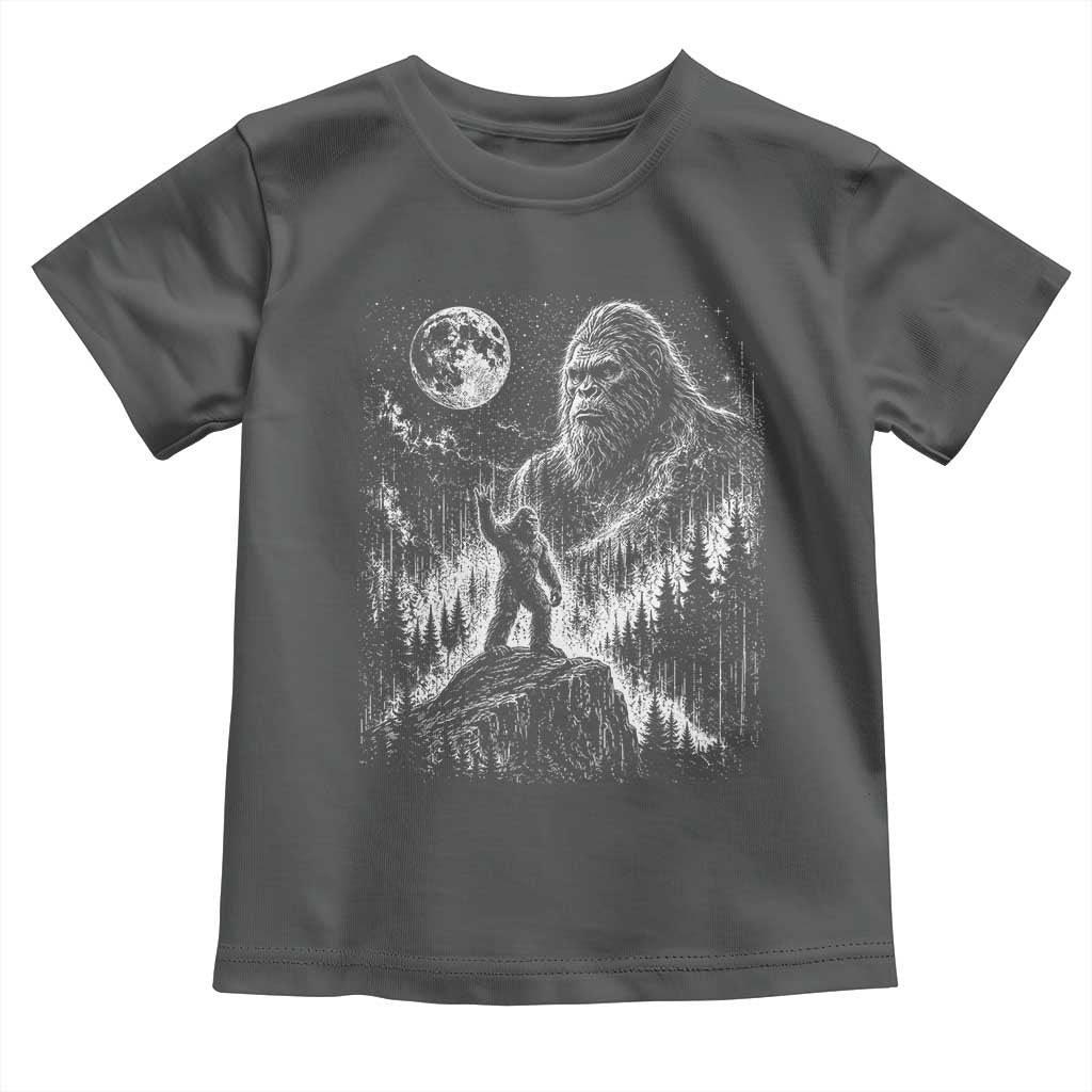 Bigfoot Howling at Moon Mystical Forest Toddler T Shirt Funny Sasquatch Nature Lover