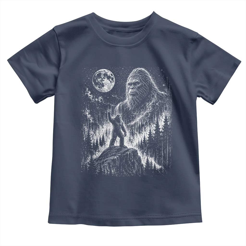 Bigfoot Howling at Moon Mystical Forest Toddler T Shirt Funny Sasquatch Nature Lover
