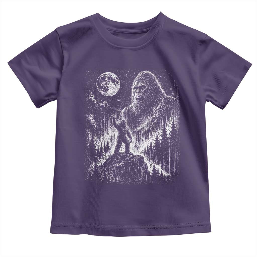 Bigfoot Howling at Moon Mystical Forest Toddler T Shirt Funny Sasquatch Nature Lover