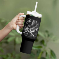 Bigfoot Howling at Moon Mystical Forest Tumbler With Handle Funny Sasquatch Nature Lover