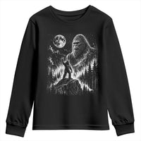 Bigfoot Howling at Moon Mystical Forest Youth Sweatshirt Funny Sasquatch Nature Lover