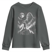 Bigfoot Howling at Moon Mystical Forest Youth Sweatshirt Funny Sasquatch Nature Lover