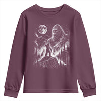 Bigfoot Howling at Moon Mystical Forest Youth Sweatshirt Funny Sasquatch Nature Lover
