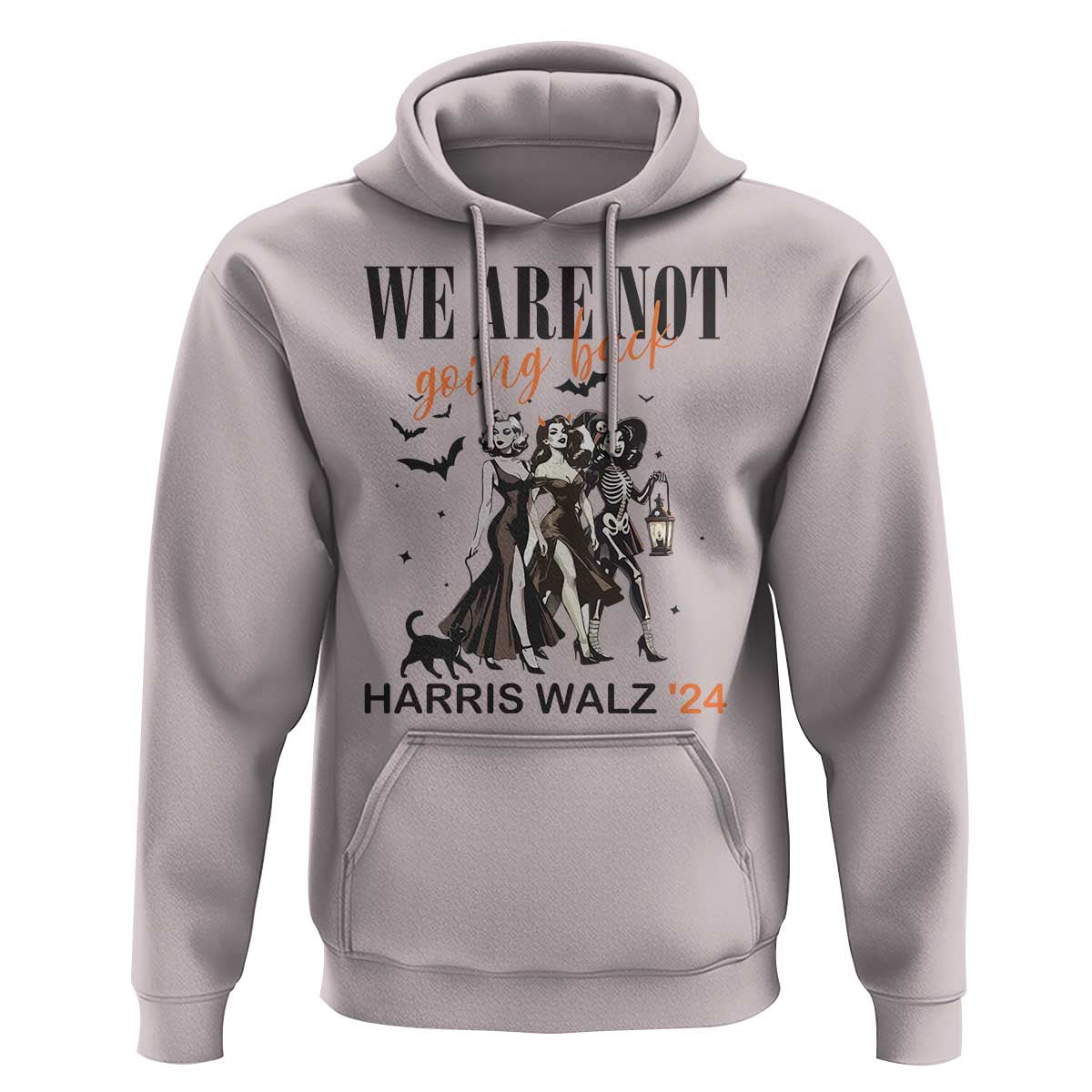 Halloween Harris Walz'24 Hoodie We Are Not Going Back Witches Bat