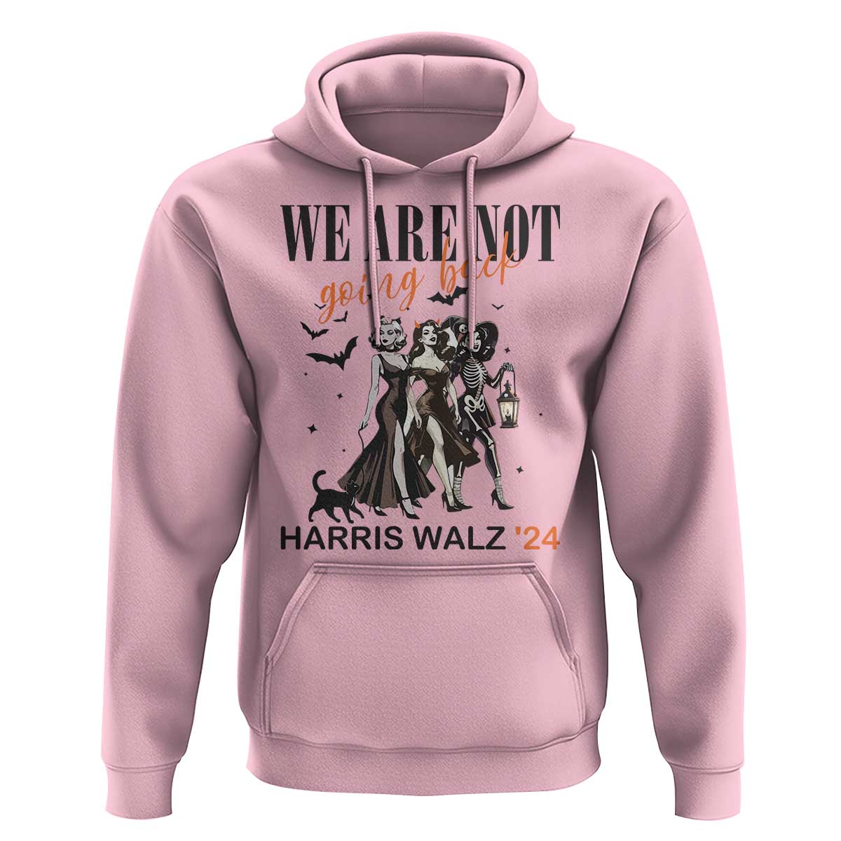 Halloween Harris Walz'24 Hoodie We Are Not Going Back Witches Bat