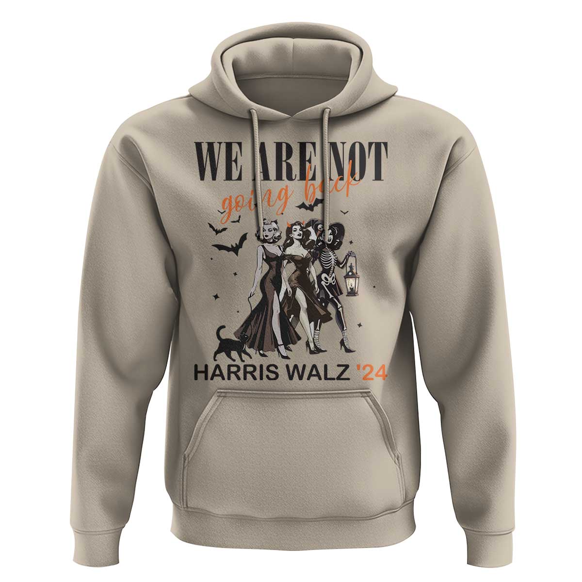 Halloween Harris Walz'24 Hoodie We Are Not Going Back Witches Bat