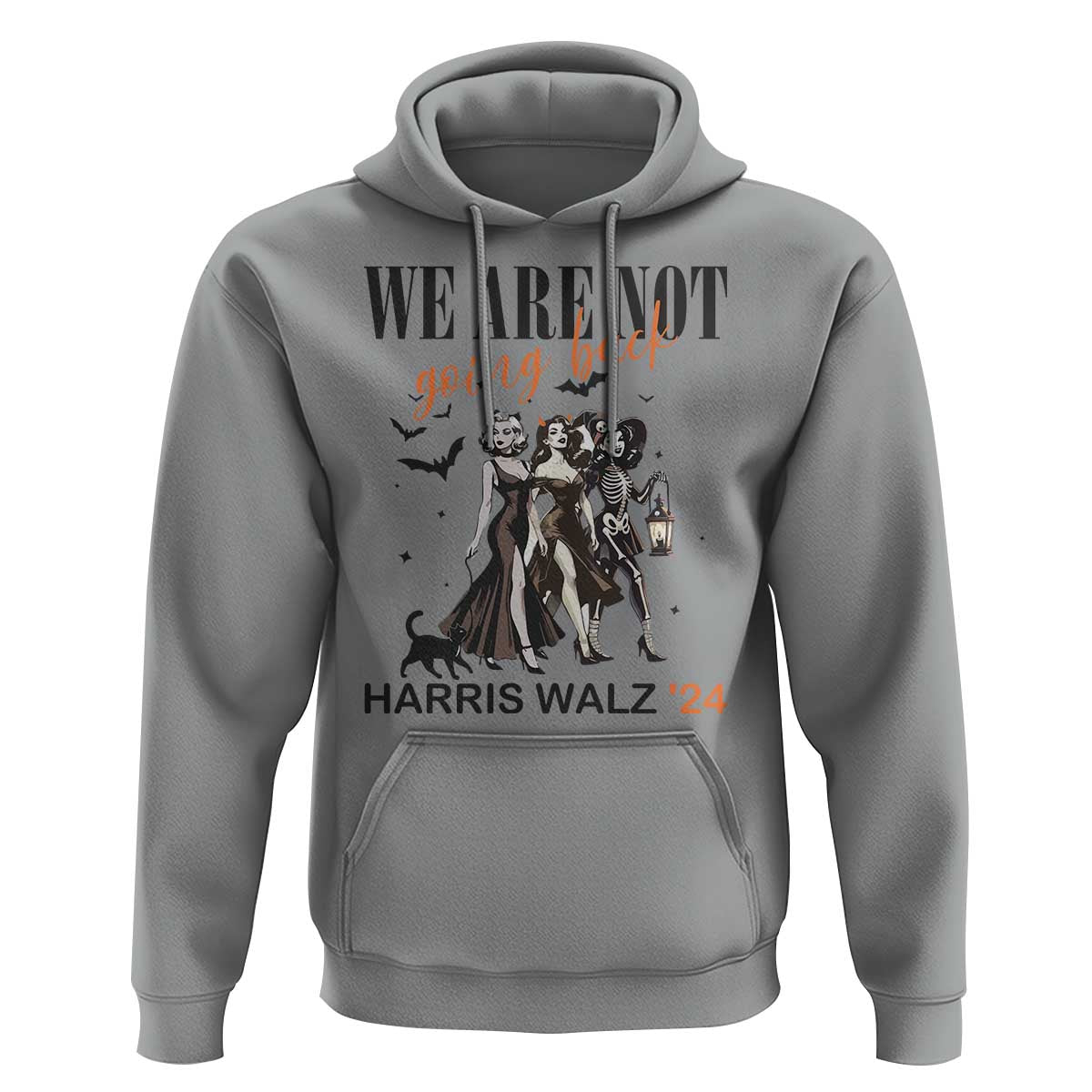 Halloween Harris Walz'24 Hoodie We Are Not Going Back Witches Bat