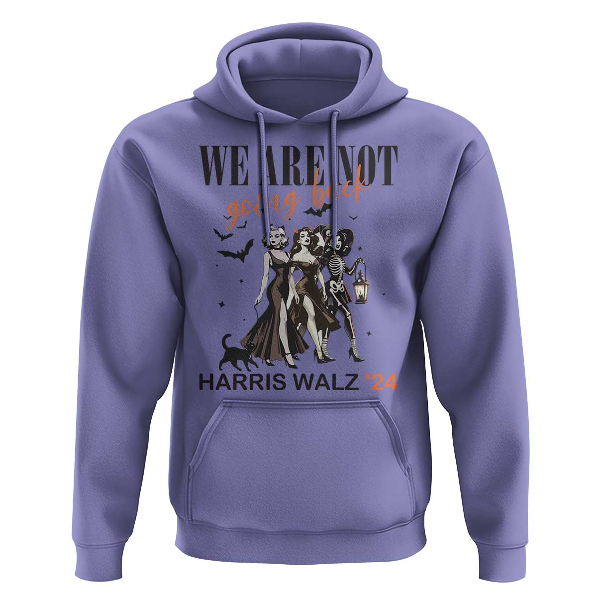 Halloween Harris Walz'24 Hoodie We Are Not Going Back Witches Bat