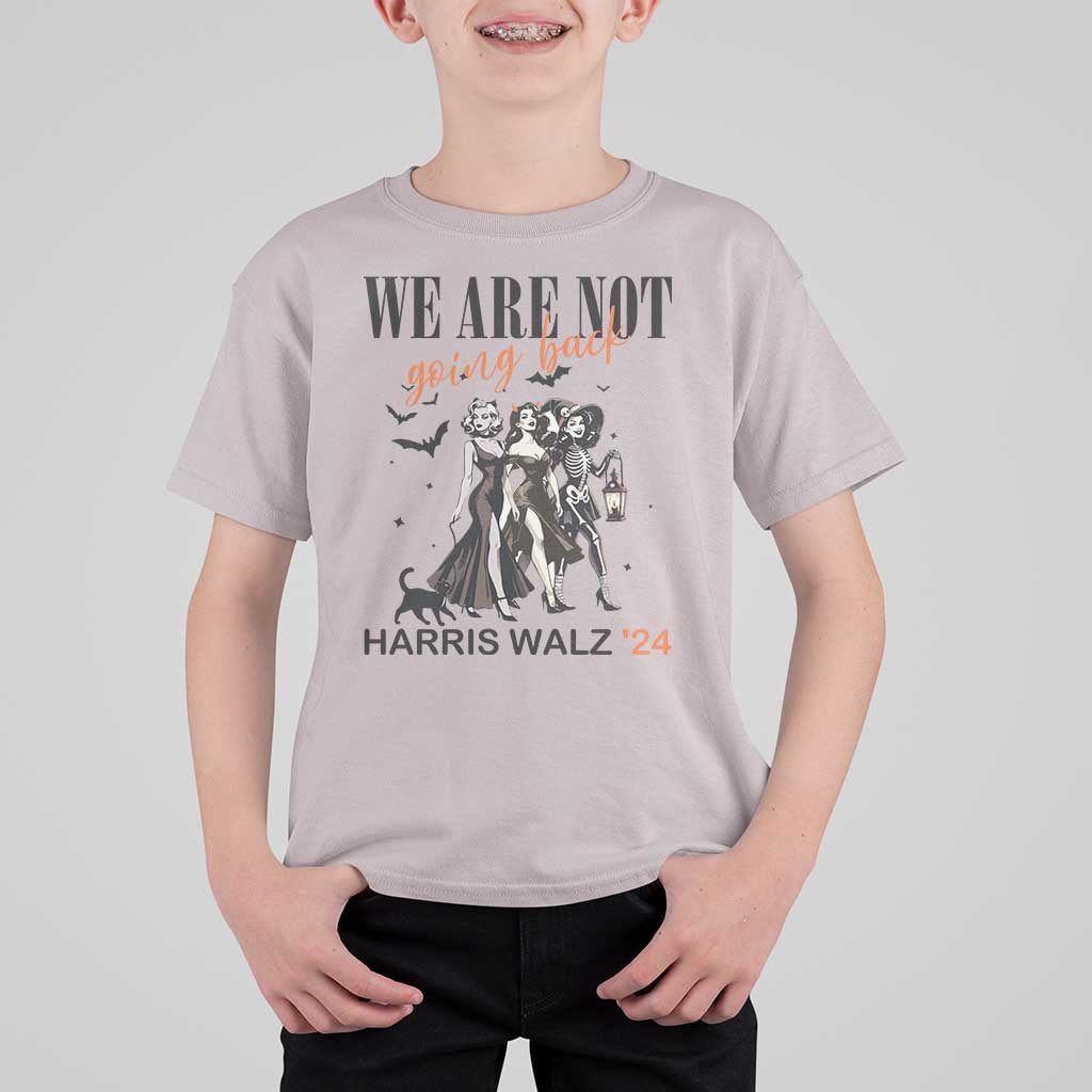 Halloween Harris Walz'24 T Shirt For Kid We Are Not Going Back Witches Bat - Wonder Print Shop