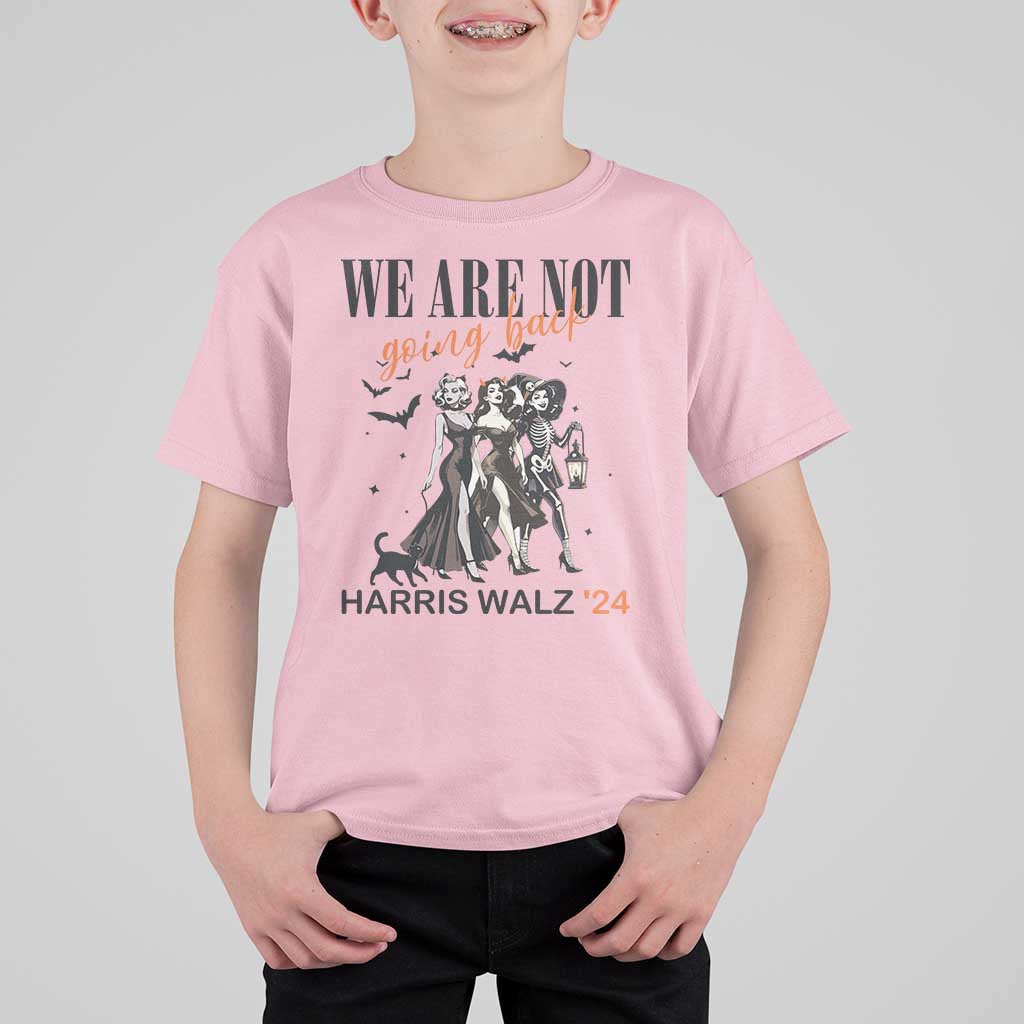 Halloween Harris Walz'24 T Shirt For Kid We Are Not Going Back Witches Bat - Wonder Print Shop