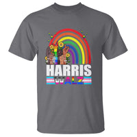 Harris Walz T Shirt LGBT Rainbow Flag Hand Rise Flower Unity - Wonder Print Shop