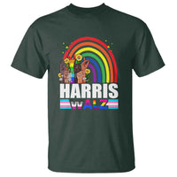 Harris Walz T Shirt LGBT Rainbow Flag Hand Rise Flower Unity - Wonder Print Shop