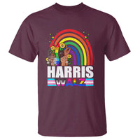 Harris Walz T Shirt LGBT Rainbow Flag Hand Rise Flower Unity - Wonder Print Shop