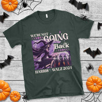 Harris Walz 2024 Halloween T Shirt We're Not Going Back Witch Childless Cat Ladies Moon - Wonder Print Shop