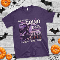 Harris Walz 2024 Halloween T Shirt We're Not Going Back Witch Childless Cat Ladies Moon - Wonder Print Shop