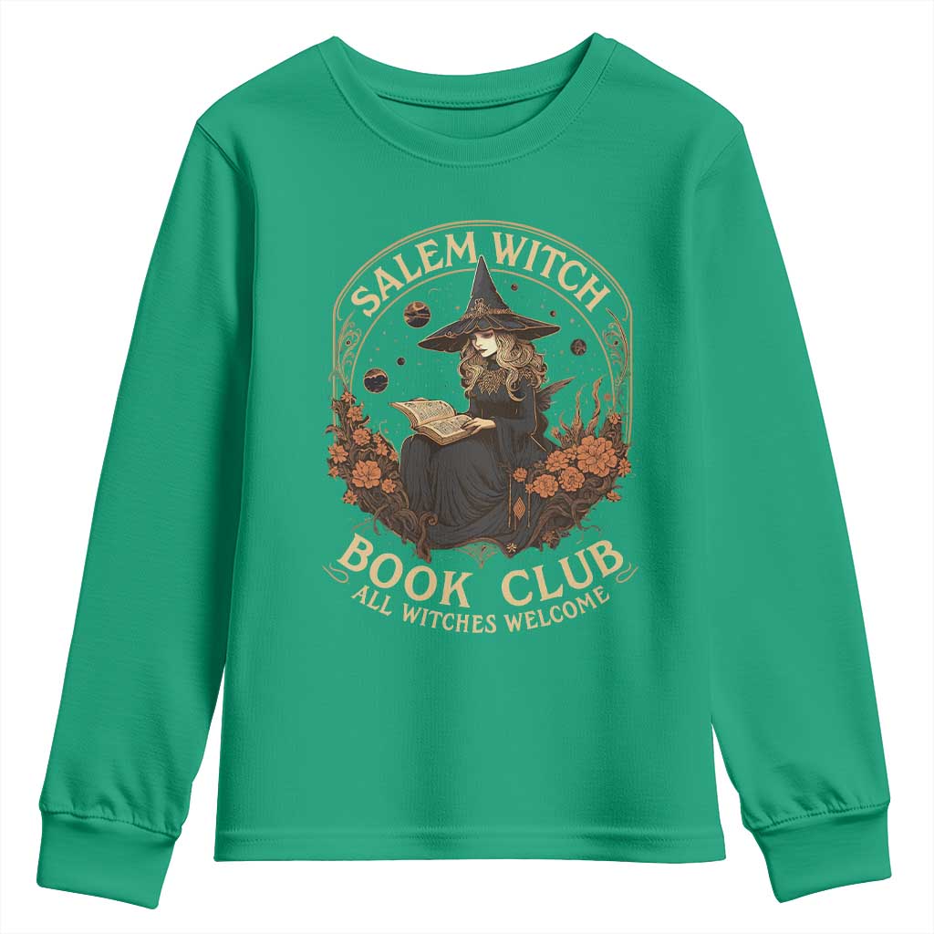 Salem Witch Book Club All Witches Welcome Youth Sweatshirt Halloween Book Lover - Wonder Print Shop