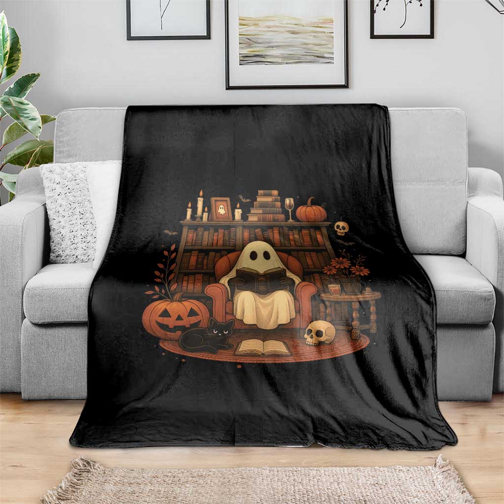 Halloween Book Lover Throw Blanket Spooky Ghost Reading Book Librarians Bookworm - Wonder Print Shop