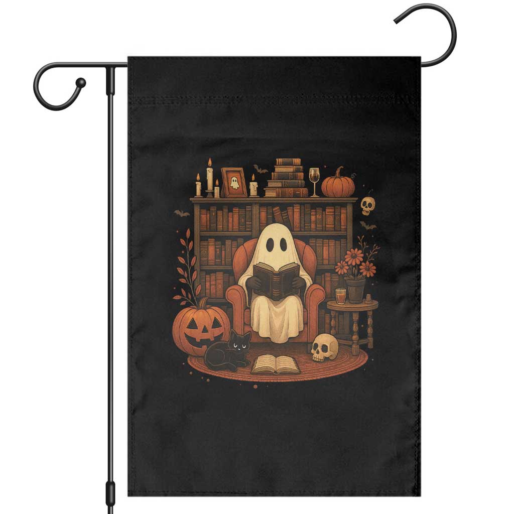 Halloween Book Lover Garden Flag Spooky Ghost Reading Book Librarians Bookworm - Wonder Print Shop