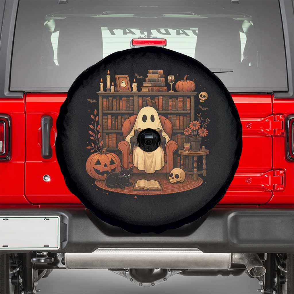 Halloween Book Lover Spare Tire Cover Spooky Ghost Reading Book Librarians Bookworm - Wonder Print Shop