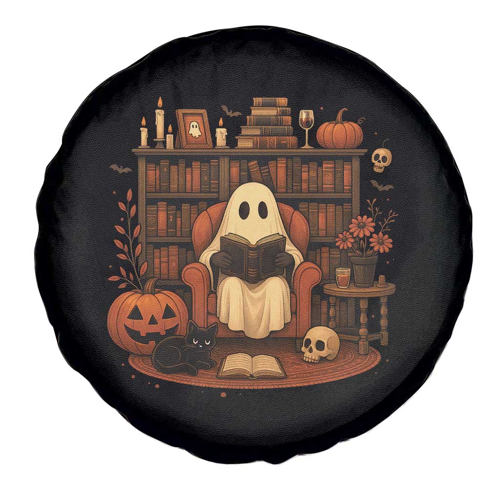 Halloween Book Lover Spare Tire Cover Spooky Ghost Reading Book Librarians Bookworm - Wonder Print Shop