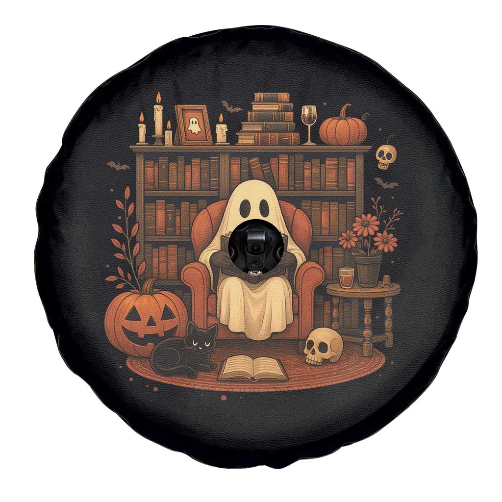 Halloween Book Lover Spare Tire Cover Spooky Ghost Reading Book Librarians Bookworm - Wonder Print Shop