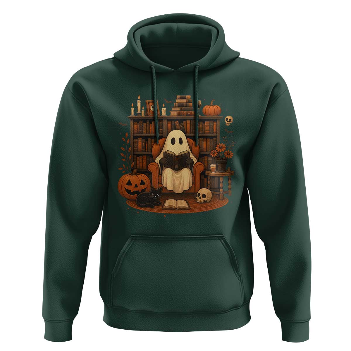 Halloween Book Lover Hoodie Spooky Ghost Reading Book Librarians Bookworm - Wonder Print Shop