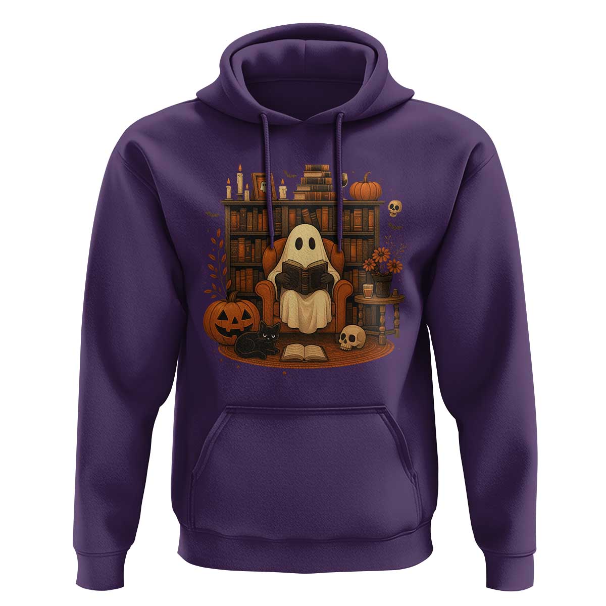 Halloween Book Lover Hoodie Spooky Ghost Reading Book Librarians Bookworm - Wonder Print Shop