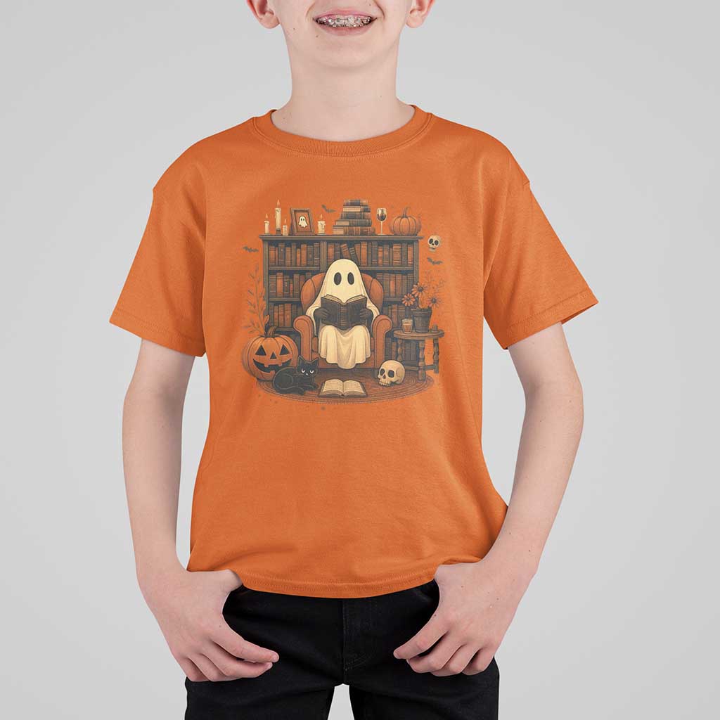 Halloween Book Lover T Shirt For Kid Spooky Ghost Reading Book Librarians Bookworm - Wonder Print Shop