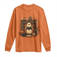 Halloween Book Lover Long Sleeve Shirt Spooky Ghost Reading Book Librarians Bookworm - Wonder Print Shop