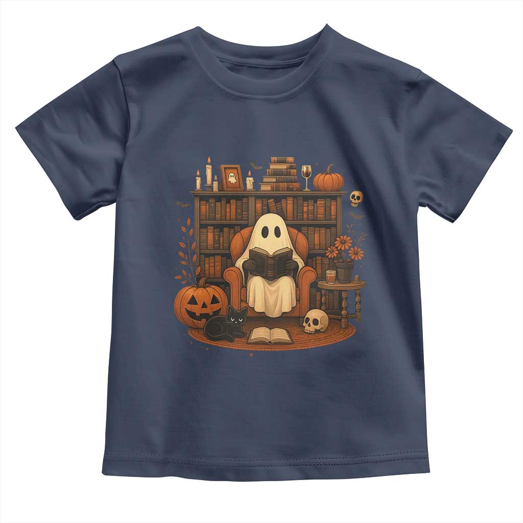 Halloween Book Lover Toddler T Shirt Spooky Ghost Reading Book Librarians Bookworm - Wonder Print Shop