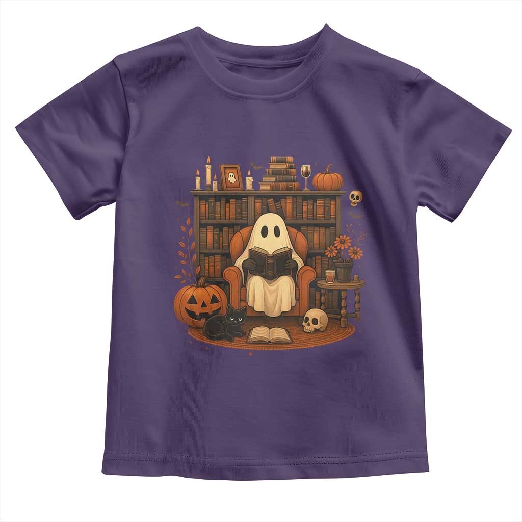Halloween Book Lover Toddler T Shirt Spooky Ghost Reading Book Librarians Bookworm - Wonder Print Shop