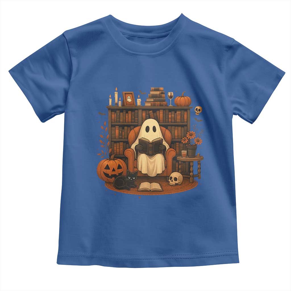 Halloween Book Lover Toddler T Shirt Spooky Ghost Reading Book Librarians Bookworm - Wonder Print Shop