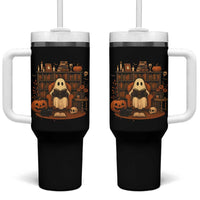 Halloween Book Lover Tumbler With Handle Spooky Ghost Reading Book Librarians Bookworm - Wonder Print Shop