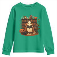 Halloween Book Lover Youth Sweatshirt Spooky Ghost Reading Book Librarians Bookworm - Wonder Print Shop
