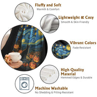 Halloween Cat Starry Night Van Gogh Cat Lovers Throw Blanket - Wonder Print Shop