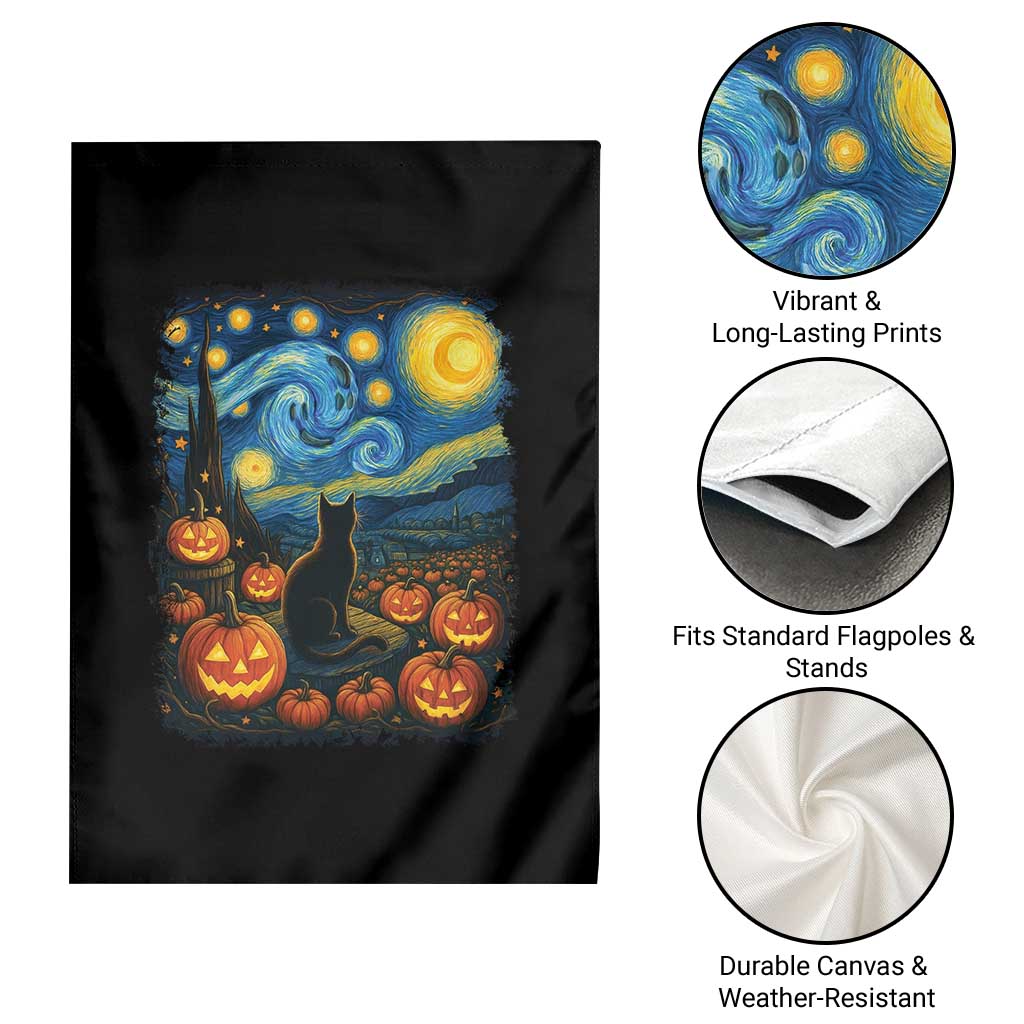 Halloween Cat Starry Night Van Gogh Cat Lovers Garden Flag - Wonder Print Shop