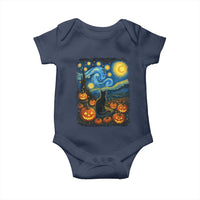Halloween Cat Starry Night Van Gogh Cat Lovers Baby Onesie - Wonder Print Shop