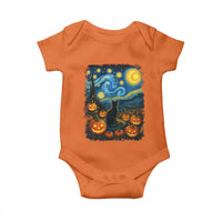 Halloween Cat Starry Night Van Gogh Cat Lovers Baby Onesie - Wonder Print Shop