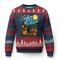 Halloween Cat Starry Night Van Gogh Cat Lovers Ugly Christmas Sweater - Wonder Print Shop