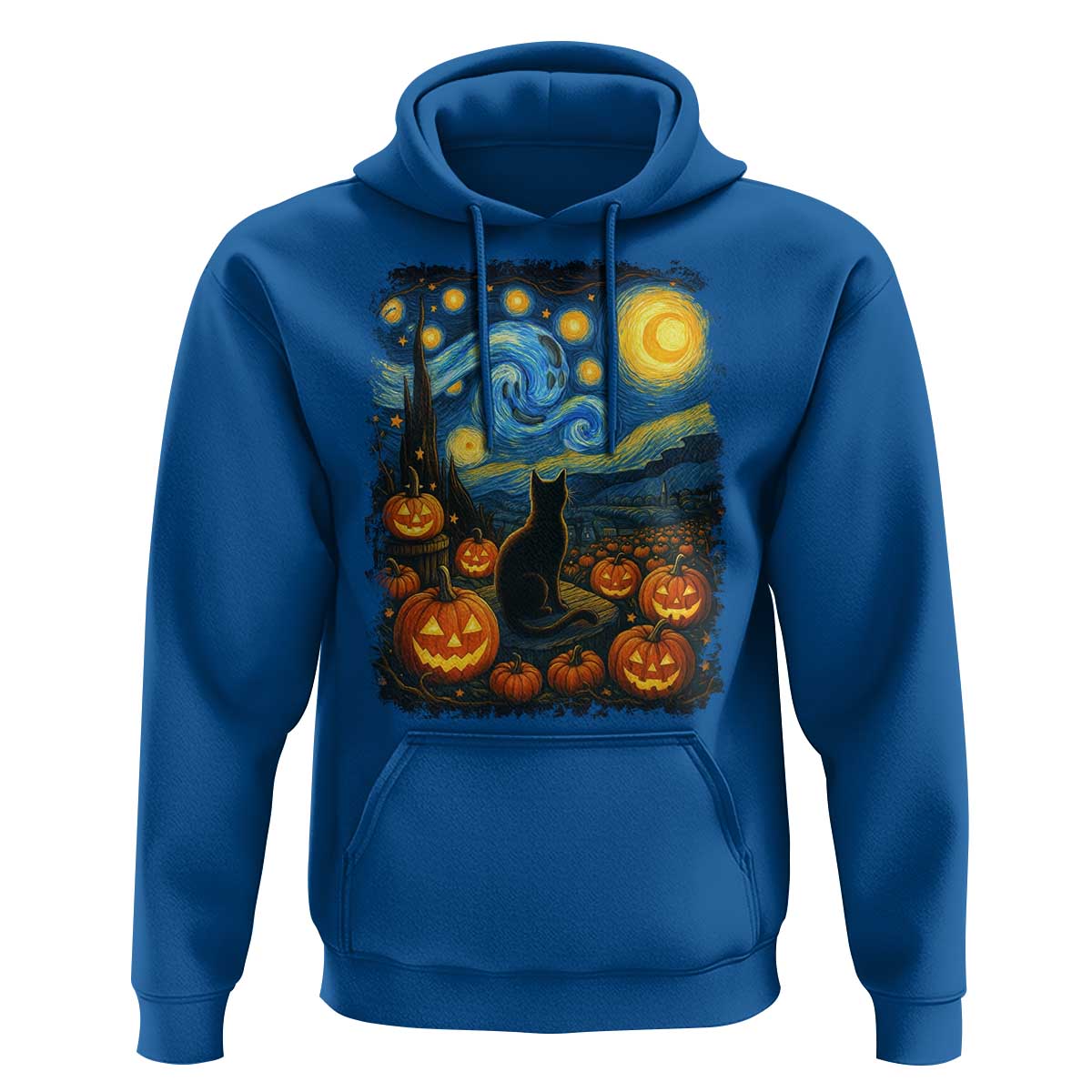 Halloween Cat Starry Night Van Gogh Cat Lovers Hoodie - Wonder Print Shop